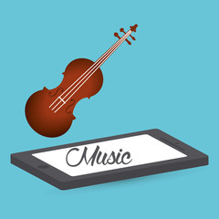 Music design. smartphone icon.  White background , vector