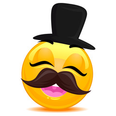 Vector Illustration of Smiley Emoticon Hipster