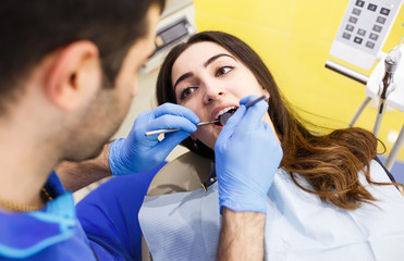 The patient at the dentist.