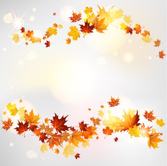 Naklejka na ściany i meble Autumn swirl of maple leaves
