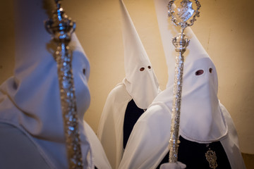 Baeza, Andalusia, province of Jaén, Spain -  olemn Easter Week (Semana Santa) procession, death...