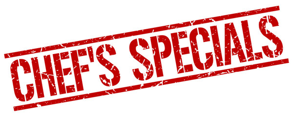 chef's specials red grunge square vintage rubber stamp