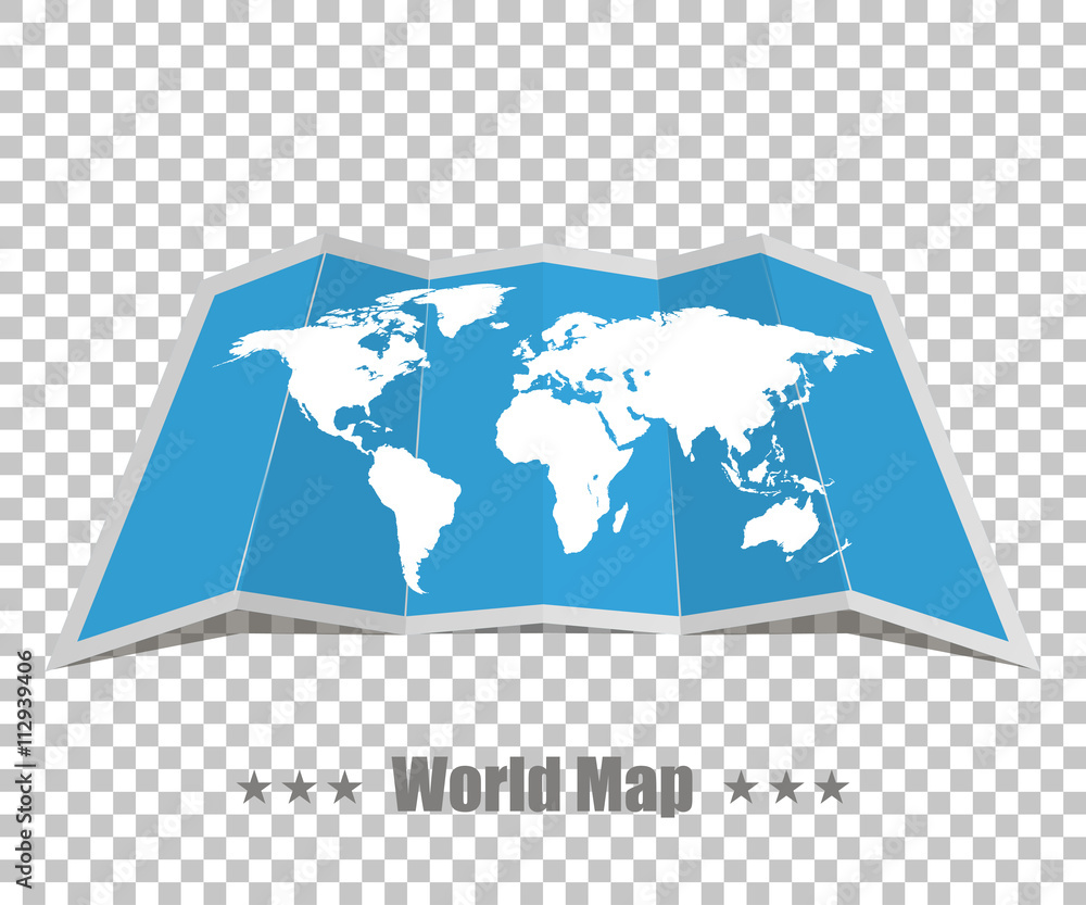 Poster world map realistic on a isolated background