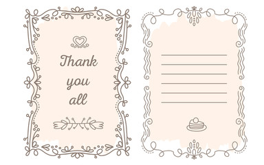 Naklejka premium Vector template of greeting card with lace frame with inscriptio