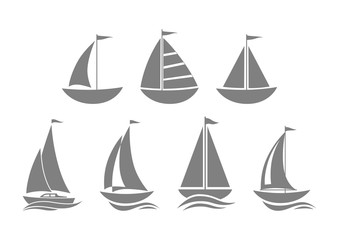 Sailboat icons on white background