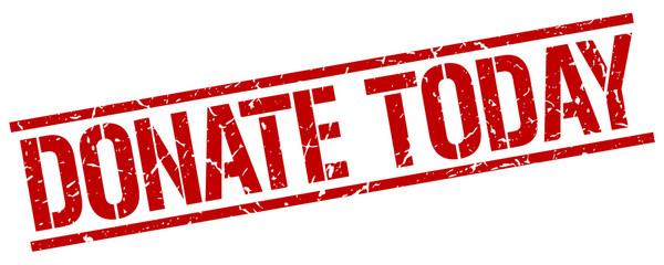 donate today red grunge square vintage rubber stamp