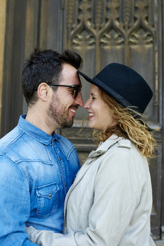 Happy couple face to face