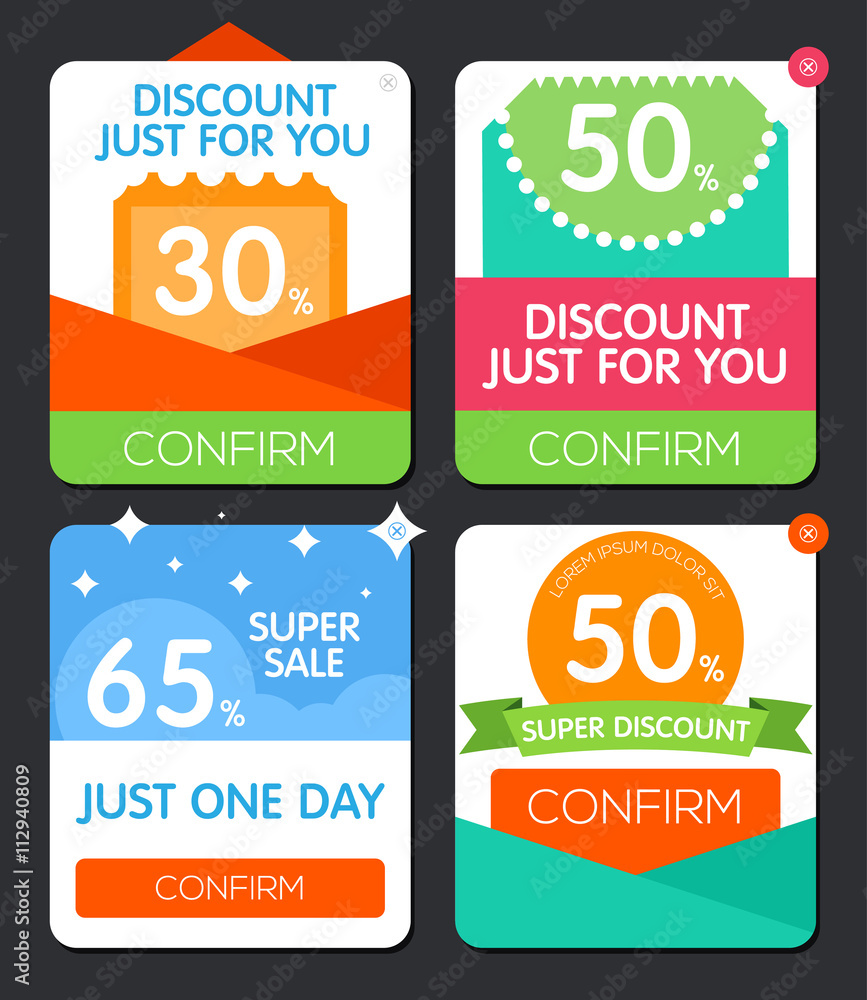 Leinwandbilder pop-up window. web design element. sale popup window. discount vector frame. offer window