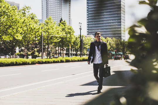 Young man on the move in the city