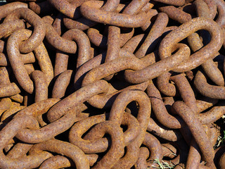 Old rusty metal iron chain