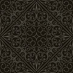 Seamless Abstract Tribal Black-White Pattern. Hand Drawn Ethnic Texture. Vector Illustration in black tones.