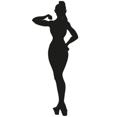 Fototapeta premium fitness bikini girl in pose black silhouette