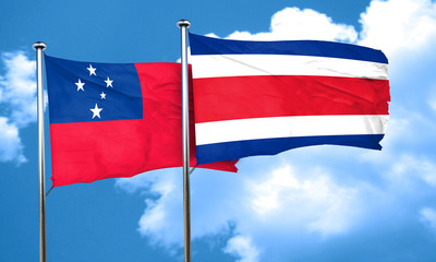 Samoa flag with Costa Rica flag, 3D rendering