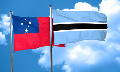 Samoa flag with Botswana flag, 3D rendering