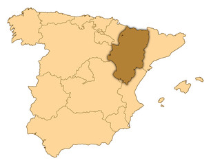 Fototapeta na wymiar Map - Spain, Aragon