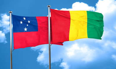 Samoa flag with Guinea flag, 3D rendering