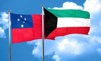 Samoa flag with Kuwait flag, 3D rendering