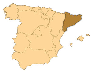 Fototapeta na wymiar Map - Spain, Catalonia