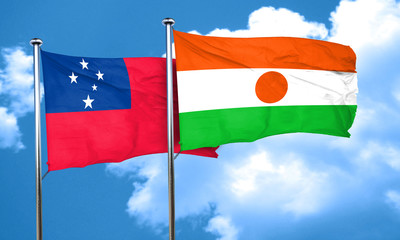 Samoa flag with Niger flag, 3D rendering