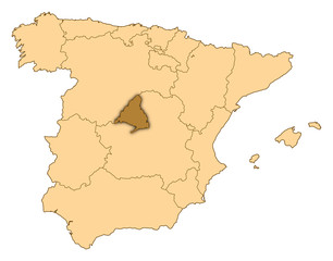 Fototapeta na wymiar Map - Spain, Madrid