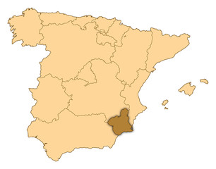 Fototapeta na wymiar Map - Spain, Murcia