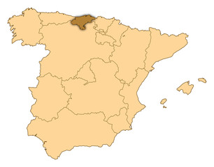 Fototapeta na wymiar Map - Spain, Cantabria