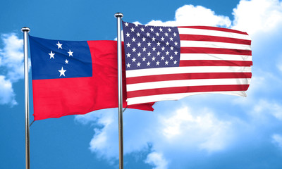 Samoa flag with American flag, 3D rendering