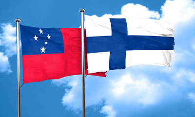 Samoa flag with Finland flag, 3D rendering