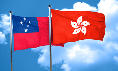 Samoa flag with Hong Kong flag, 3D rendering