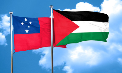 Samoa flag with Palestine flag, 3D rendering