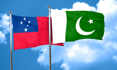 Samoa flag with Pakistan flag, 3D rendering