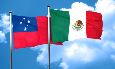 Samoa flag with Mexico flag, 3D rendering