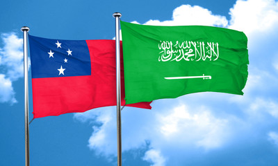 Samoa flag with Saudi Arabia flag, 3D rendering