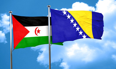 Western sahara flag with Bosnia and Herzegovina flag, 3D renderi