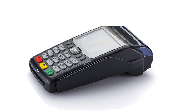 Credit card machine isolated on white background