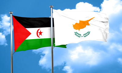 Western sahara flag with Cyprus flag, 3D rendering