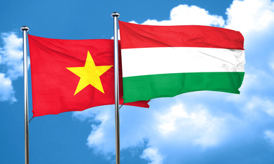 Vietnam flag with Hungary flag, 3D rendering