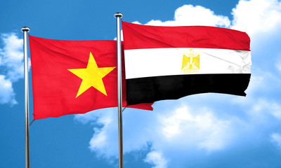 Vietnam flag with egypt flag, 3D rendering