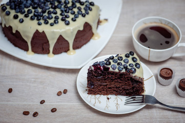 Chocolate cake with blueberry