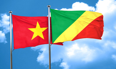 Vietnam flag with congo flag, 3D rendering