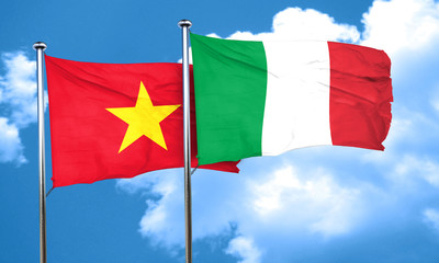 Vietnam flag with Italy flag, 3D rendering