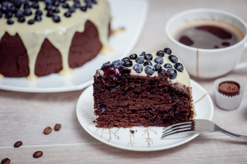 Chocolate cake with blueberry