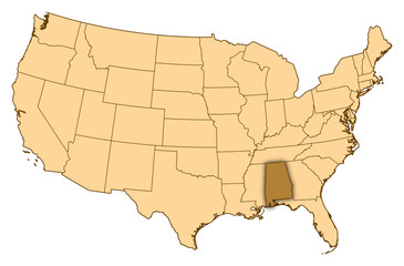 Fototapeta na wymiar Map - United States, Alabama
