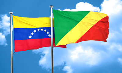 Venezuela flag with congo flag, 3D rendering
