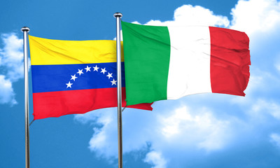 Venezuela flag with Italy flag, 3D rendering