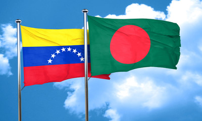 Venezuela flag with Bangladesh flag, 3D rendering
