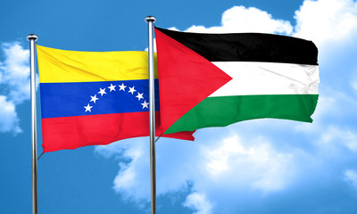 Venezuela flag with Palestine flag, 3D rendering