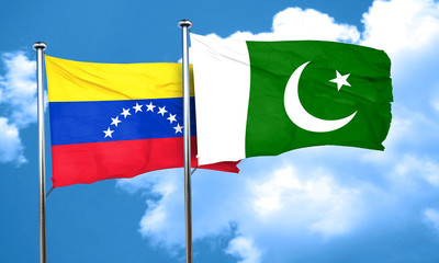 Venezuela flag with Pakistan flag, 3D rendering