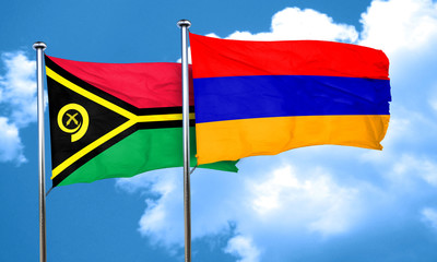 Vanatu flag with Armenia flag, 3D rendering