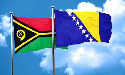 Vanatu flag with Bosnia and Herzegovina flag, 3D rendering